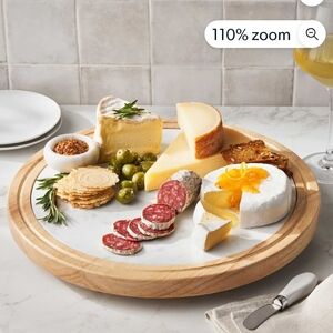 Natural Wood and Marble Lazy Susan